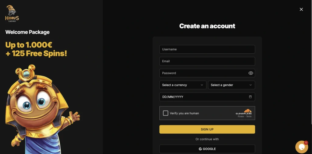 înscriere horus casino